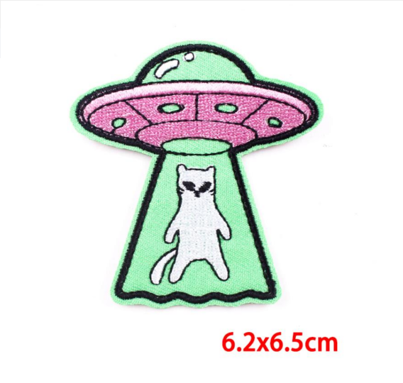 Parche bordado de gato extraterrestre