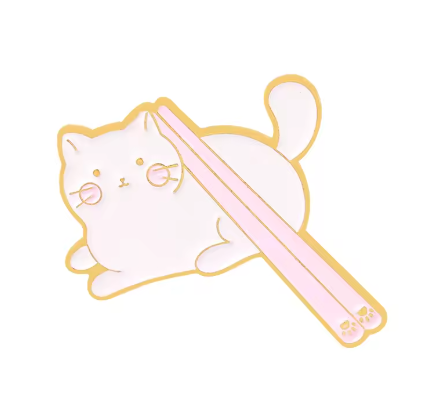 Cat and Chop Sticks Pin