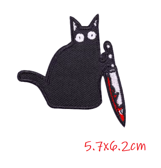 Patch brodé Chat avec un couteau