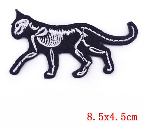 Cat Skeleton Embroidery Patch