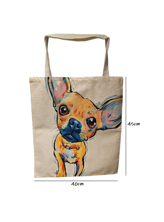 Chihuahua Dog Reusable Canvas Tote Bag