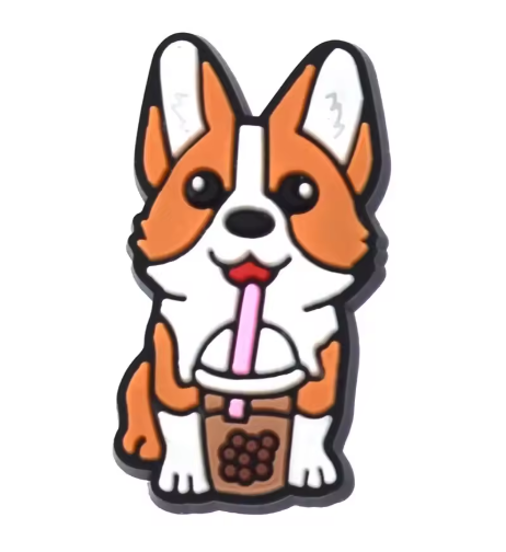 Corgi and Boba Shoe Charm