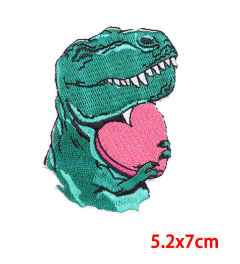 Parche bordado T-Rex Dino Love