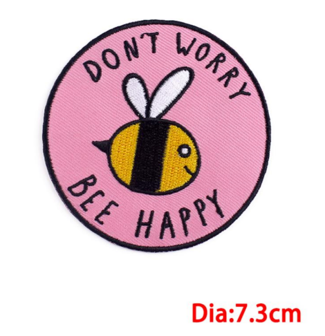 Bee Happy Embroidery Patch