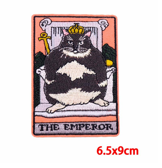 Patch brodé de la carte de taro du chat empereur