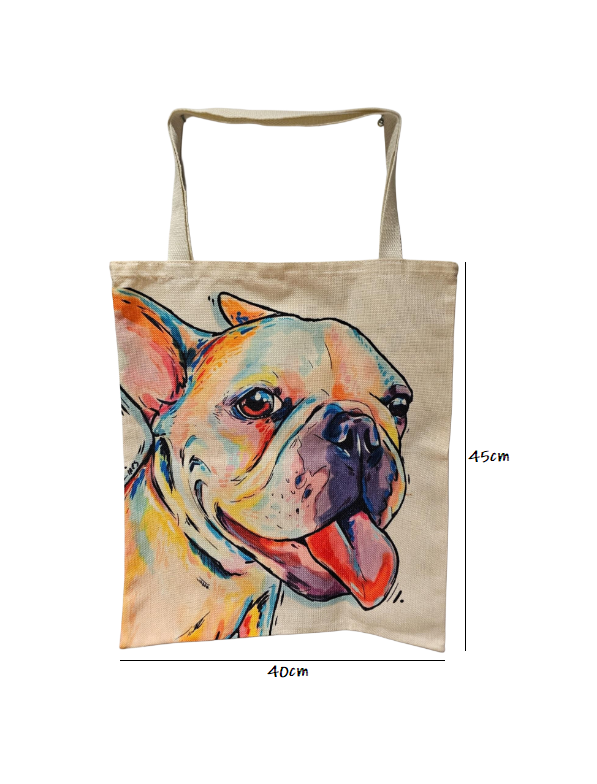 French Bulldog Reusable Canvas Tote Bag