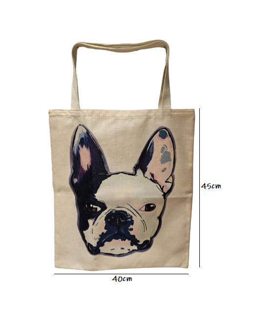 French Bulldog Reusable Canvas Tote Bag