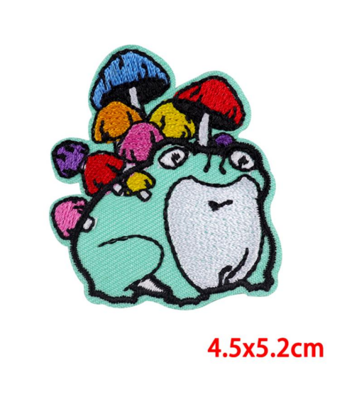 Frog and Mushroom Embroidery Patch