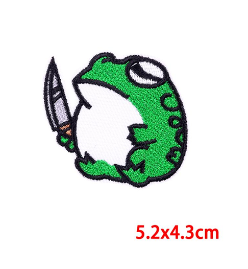 Frog With Knife Embroidery Patch