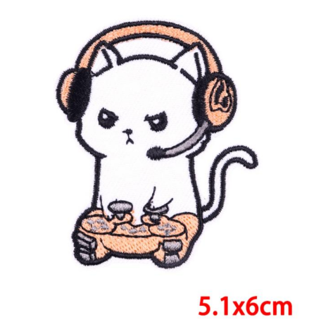 Gamer Cat Embroidery Patch