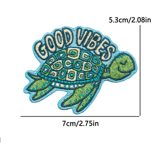 Good Vibes Turtle Embroidery Patch