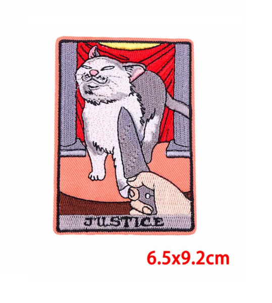 Parche bordado de la carta del tarot del gato de la justicia