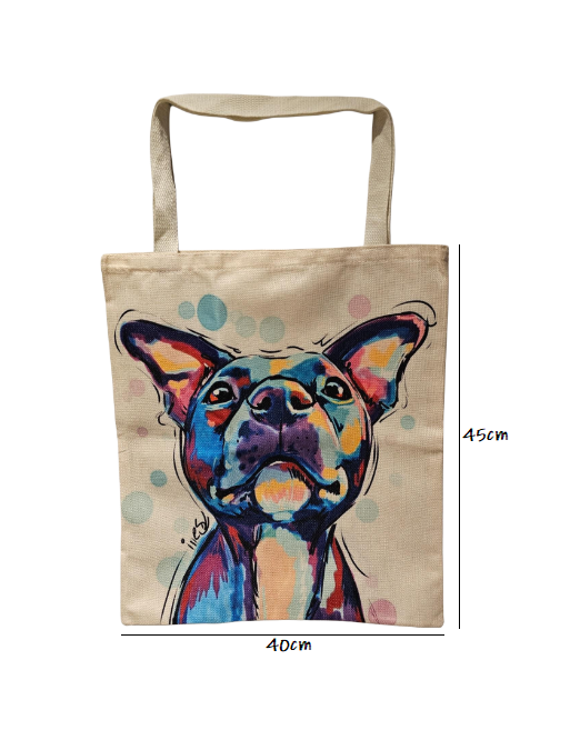 Pitbull Dog Reusable Canvas Tote Bag