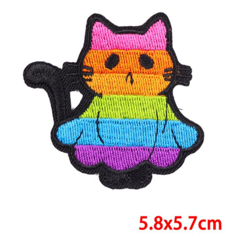 Rainbow Cat Ghost Embroidery Patch