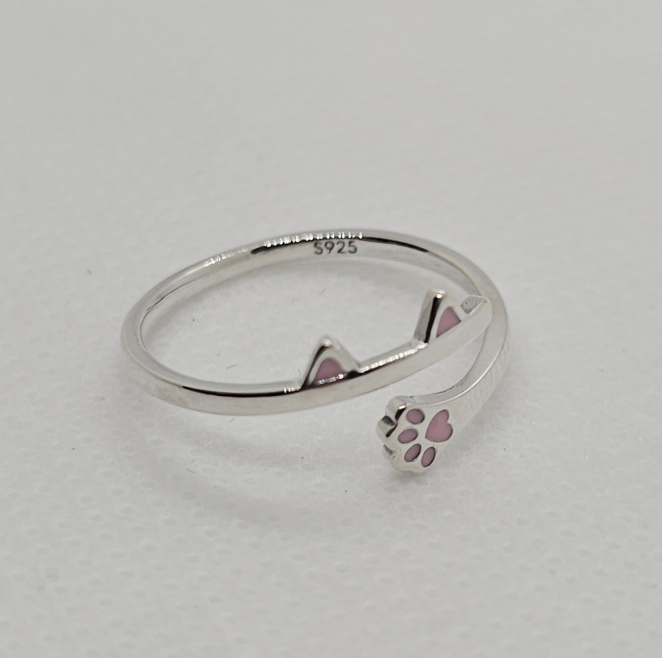 Cat Ear & Paw S925 Adjustable Ring