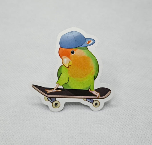 Parakeet Skateboard Bird Sticker