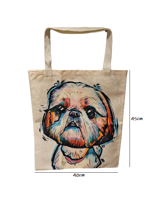 Shih Tzu Dog Reusable Canvas Tote Bag