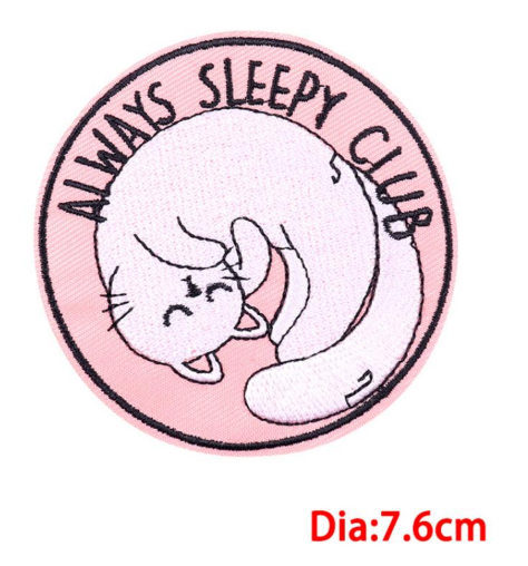 Always Sleepy Club Cat Embroidery Patch