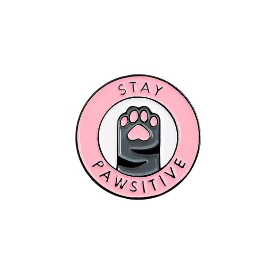 Stay Pawsitive Cat Pin