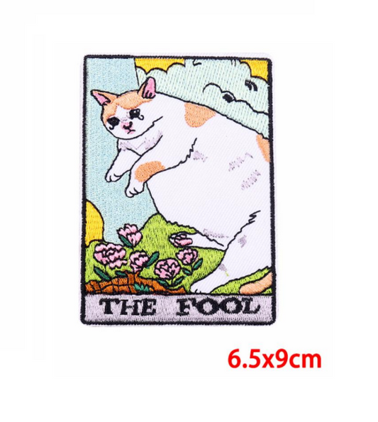 Patch brodé de la carte de taro The Fool Cat